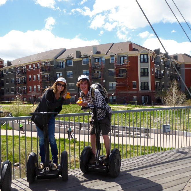 John and Soapy's mom on Segways