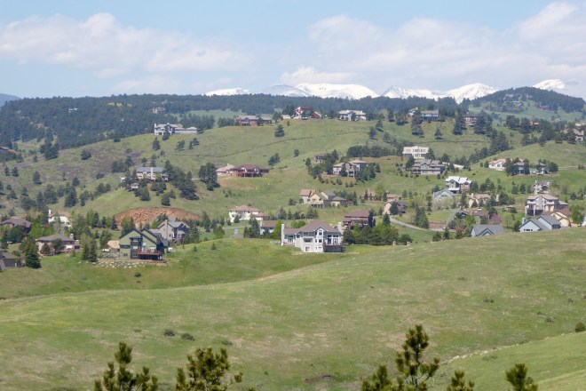 From Mother Cabrini, looking west toward the snow capped Rocky Mountains