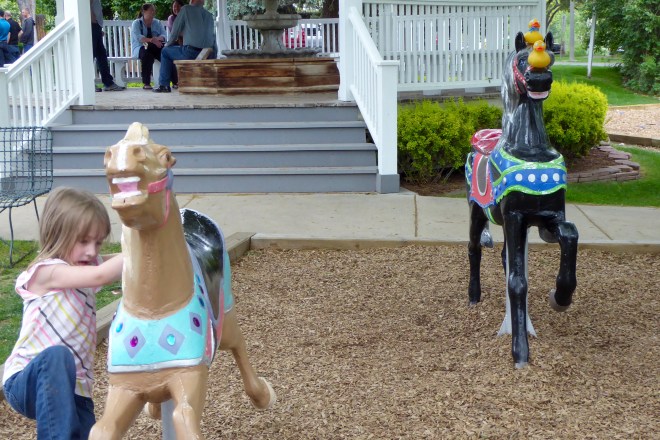 Zeb and Soapy riding a horse