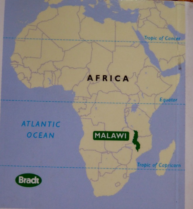 Map of Africa showing Malawi. From Bradt travel guide to Malawi