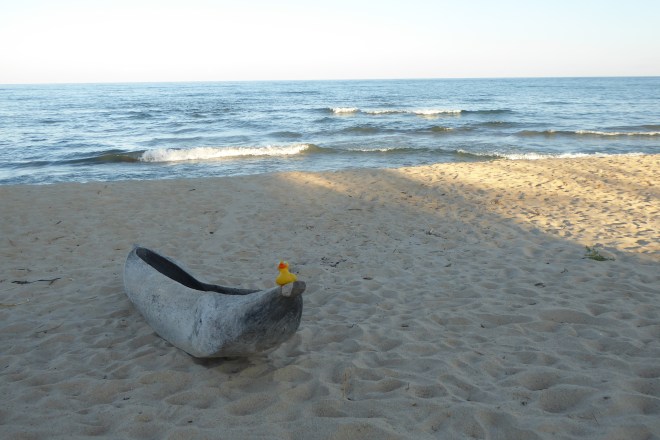 Canoe by our beach on Lake Malawi