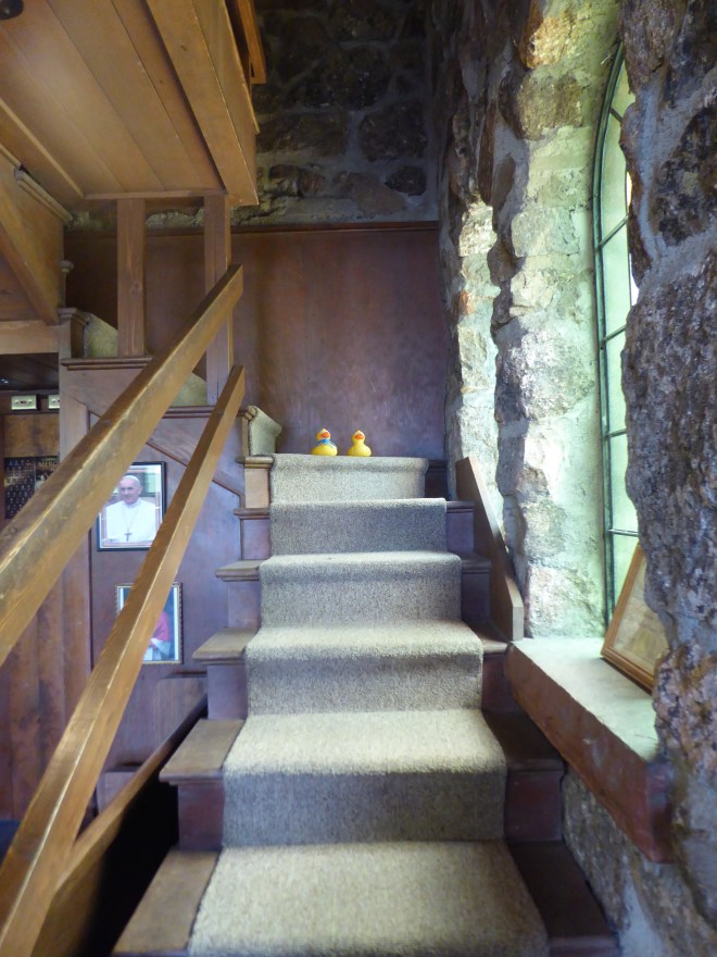 Let's go up the stairs