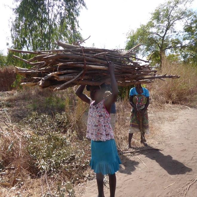 Looking elegant while carrying wood