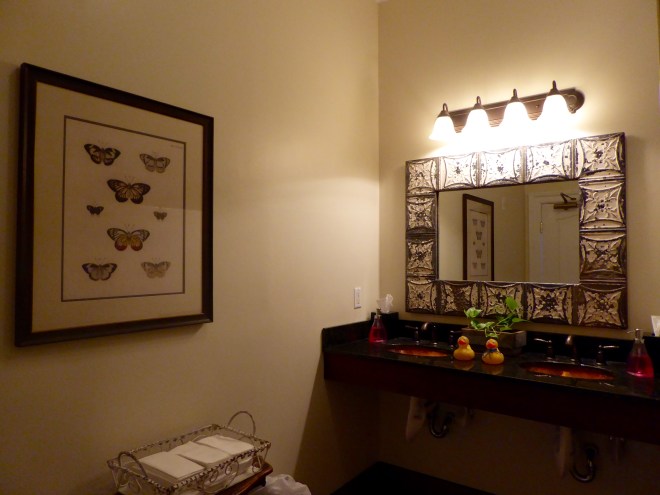 Public ladies room has old fashioned elegance