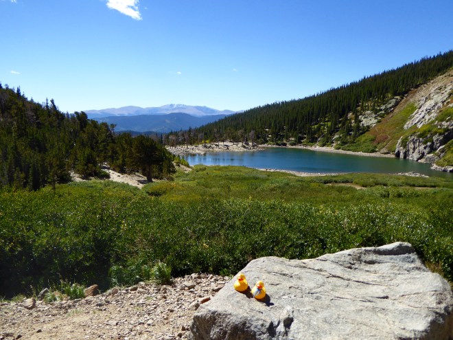 Lake is so pretty and sky so blue.