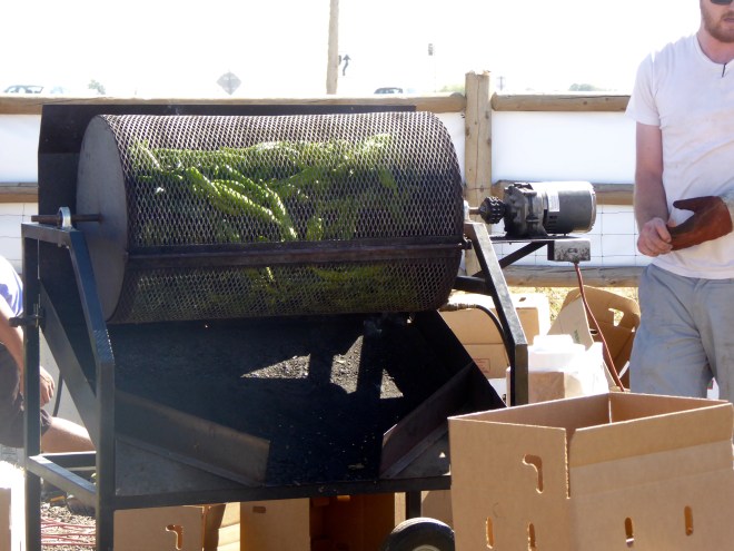 Roasting chilis