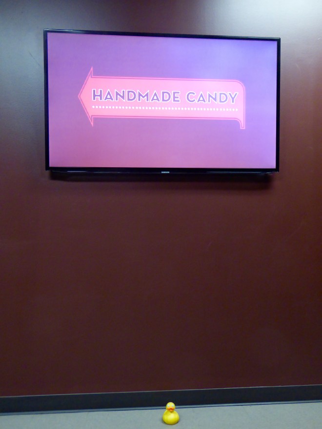 After video, we watch candy being made.