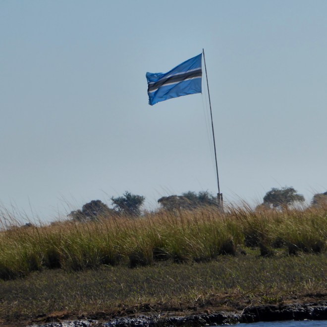 Flag of Botswana on Sedudu Island