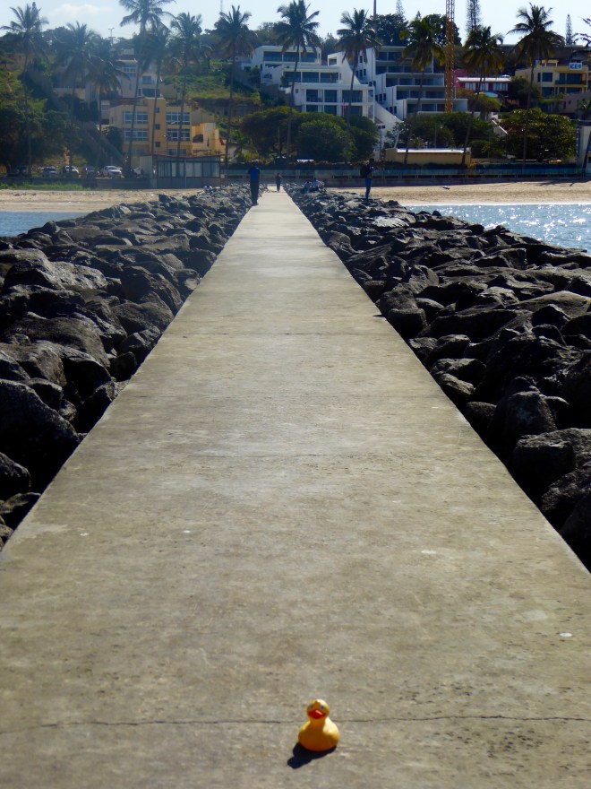 Looking back at water front hotels