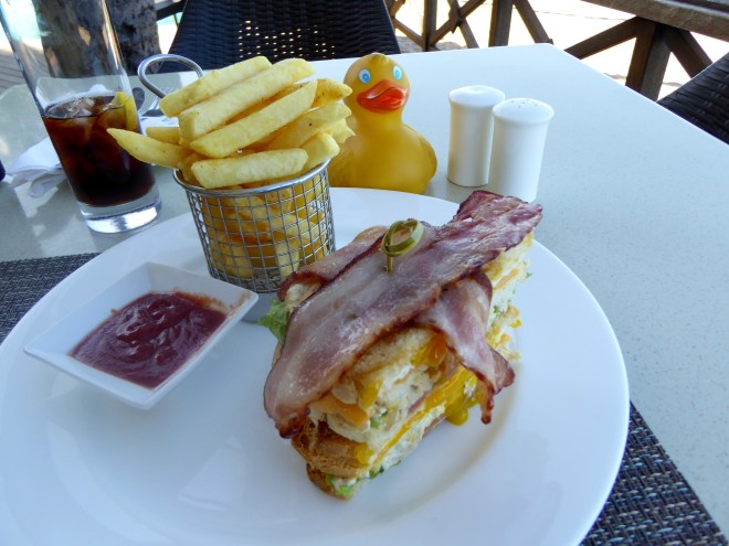 Love the basket for French Fries. First time with bacon on top of sandwich