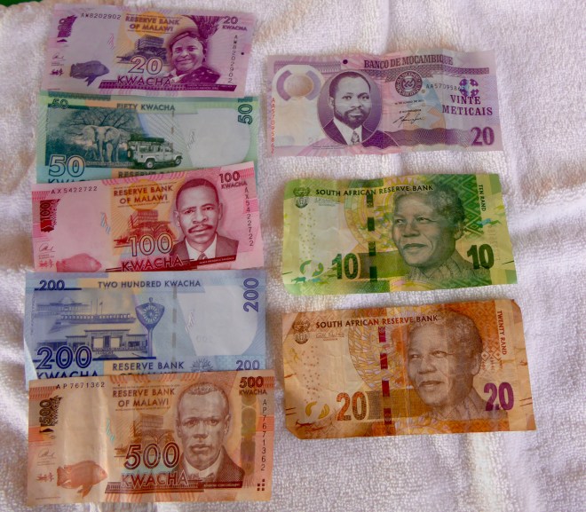 Money from Malawi, Mozambique, and South Africa.