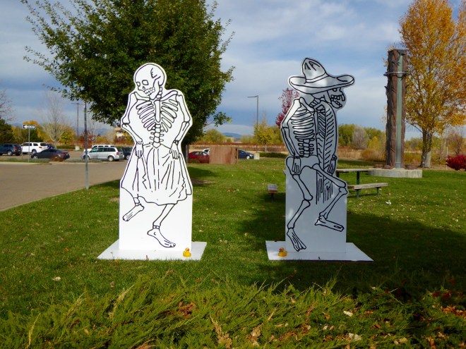 Skeleton Greeters at Longmont Museum