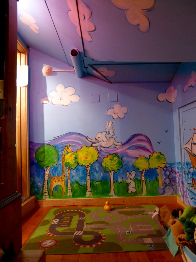 Play area behind the puppet stage