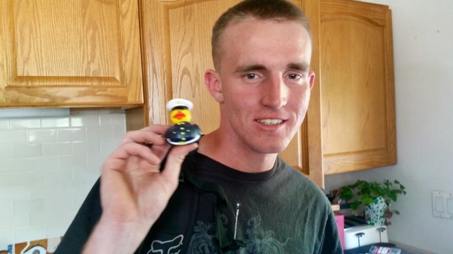 Joe the US Marine with Joe the Marine Duck