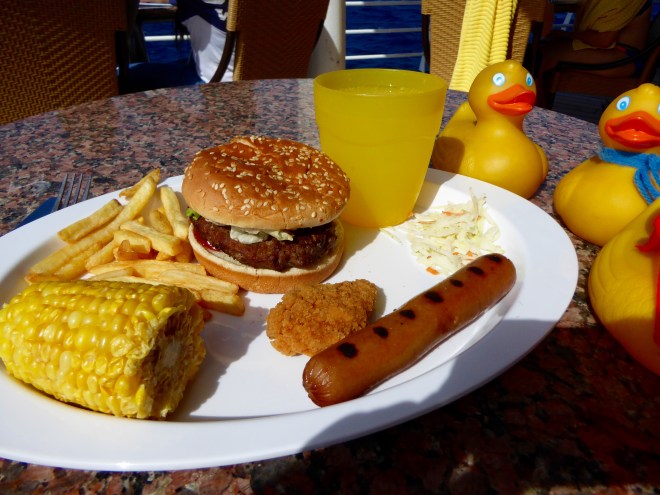 Lunch served on deck. Let's try some of everything.