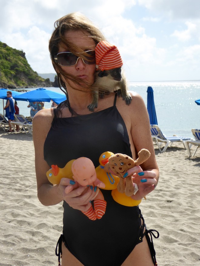 Soapy's mom with monkey, Colorado Traveling Ducks, Chip and a doll