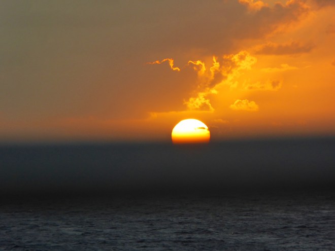 Sun setting on our cruise