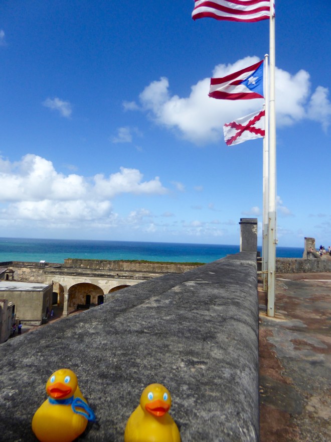 View and three flags