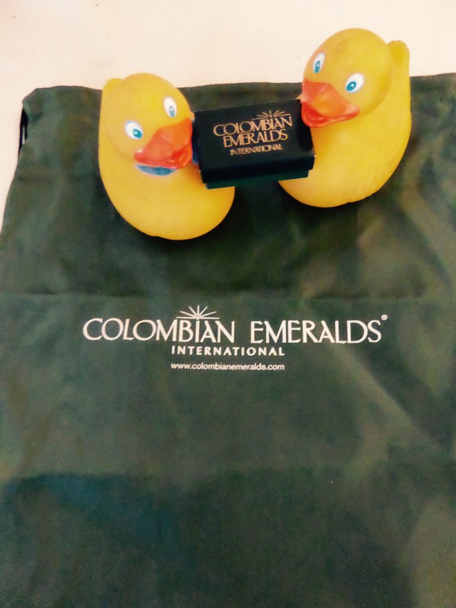 Maybe this bag is new traveling bag for ducks. Humans get the emeralds.