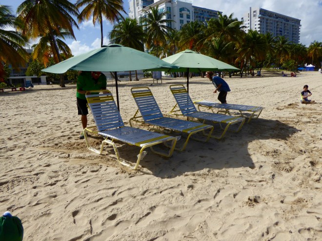 Chairs and umbrellas ready